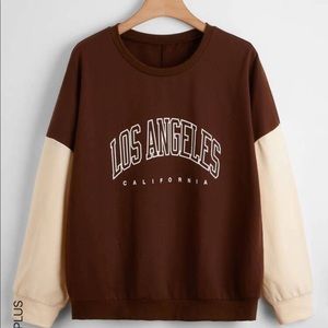 Plus Letter Graphic Color-block Sweatshirt
